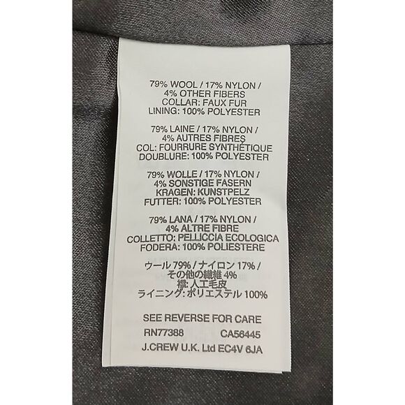 J crew womens Size 8 melton wool long coat dark gray Italian di carmignano - Picture 8 of 8